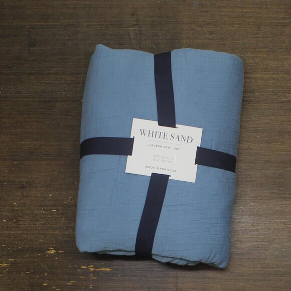 J. Queen New York Cotton Seacove Hypoallergenic Duvet Cover South Seas Blue King - Picture 1 of 8